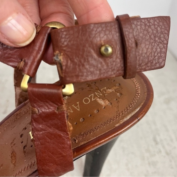 ENZO ANGIOLINI Women's Heels Sz 8.5 Leather Brown Stappy - Picture 5 of 15